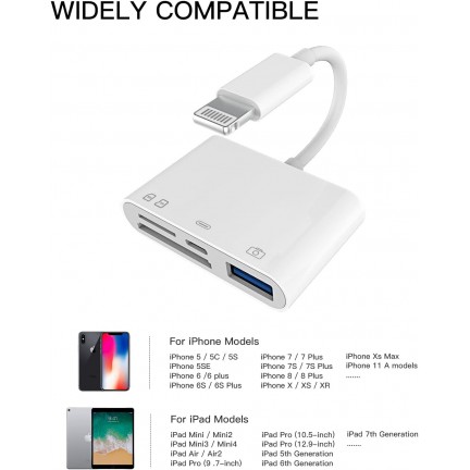 Lightning to OTG Adapter/Hub TF/SD/USB/Lightning Input for iPad/iPhone