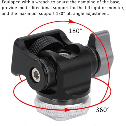 Ball Head Aluminium Alloy Tilt Angle Adjustment Black 1/4 Inch Screw Monitor Bracket