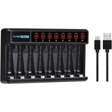 PowerTrust 8-Slots LCD Battery Charger for AA AAA Rechargeable Batteries