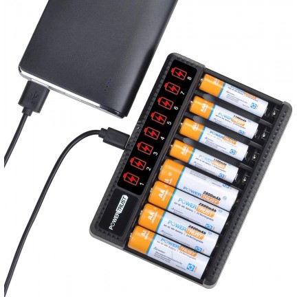 PowerTrust 8-Slots LCD Battery Charger for AA AAA Rechargeable Batteries