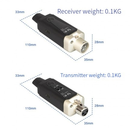 Wireless Microphone System XLR Mic Converter Adapter UHF Automatic Transmitter Setup For Condenser Dynamic Mic