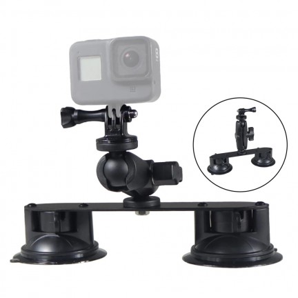 Dual Suction Cup 1/4"-20 Thread Adapter Car Mount Holder for GoPro DJI Inst360