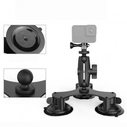 Triple Suction Cup 1/4"-20 Thread Adapter Car Mount Holder for GoPro DJI Inst360