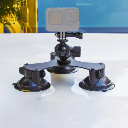 Triple Suction Cup 1/4"-20 Thread Adapter Car Mount Holder for GoPro DJI Inst360
