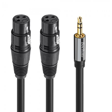 Dual XLR Female to 1/8'' 3.5mm Stereo Jack OFC Audio Cable