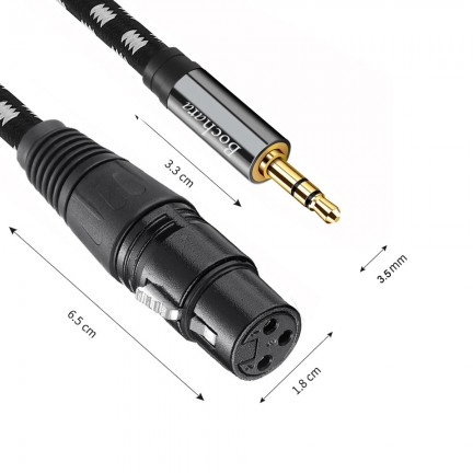 Braided 1/8'' 3.5mm TRS Jack to Dual XLR Female OFC Audio Cable