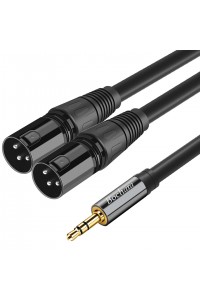 Dual XLR Male to 3.5mm Stereo Jack Male OFC Aux Audio Cable