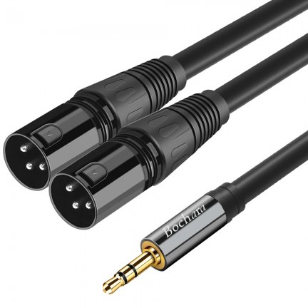 Dual XLR Male to 3.5mm Stereo Jack Male OFC Aux Audio Cable