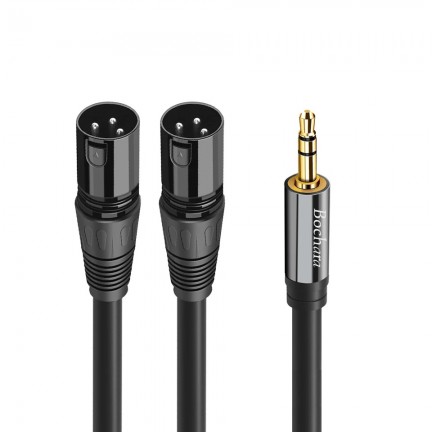 Dual XLR Male to 3.5mm Stereo Jack Male OFC Aux Audio Cable
