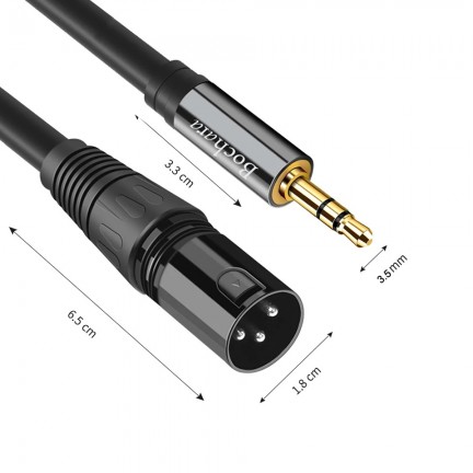 Dual XLR Male to 3.5mm Stereo Jack Male OFC Aux Audio Cable