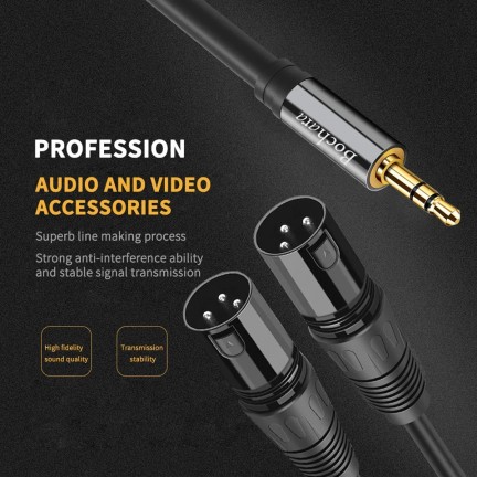 Dual XLR Male to 3.5mm Stereo Jack Male OFC Aux Audio Cable