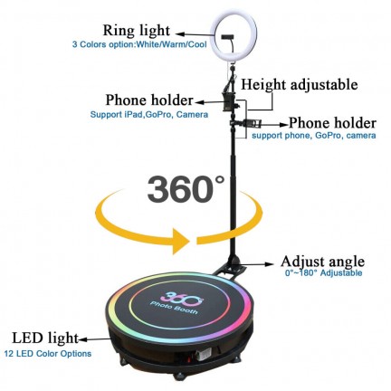 360Photo Booth Rotating Machine For Events Parties Automatic Spin Selfie Platform 100CM