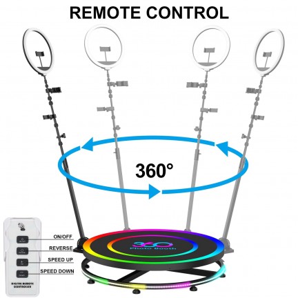 360Photo Booth Rotating Machine For Events Parties Automatic Spin Selfie Platform 80CM