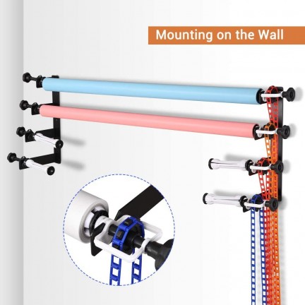 Photography 4-Roller Wall Mounting Manual Background Support System
