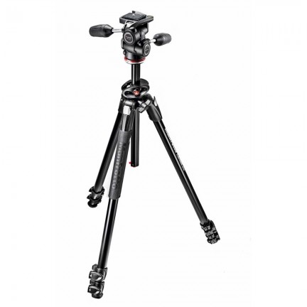 Manfrotto 290 Dual Aluminium 3-Section Tripod Kit With 3-Way Head (MK290DUA3-3W)