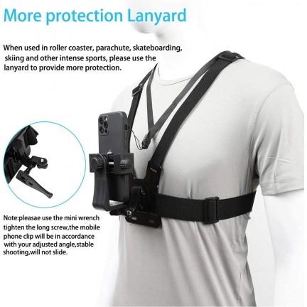 Mobile Phone Chest Mount Harness Strap Holder Cell Phone Clip Action Camera POV for Smartphones