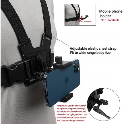 Mobile Phone Chest Mount Harness Strap Holder Cell Phone Clip Action Camera POV for Smartphones