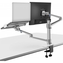 Aluminum Height Adjustable Desktop Dual Arm 17-32 inch Monitor Holder+12-17 inch Laptop Holder Stand OL-3L Full Motion Mount Arm