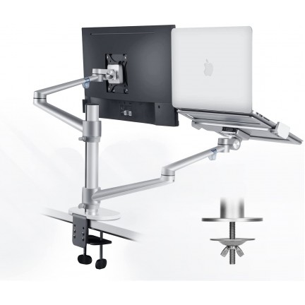 Aluminum Height Adjustable Desktop Dual Arm 17-32 inch Monitor Holder+12-17 inch Laptop Holder Stand OL-3L Full Motion Mount Arm