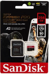 SanDisk 256GB Extreme Pro UHS-I microSDXC Memory Card with SD Adapter