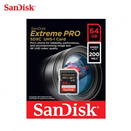 SanDisk Extreme PRO SDXC 64GB 200MB/S V30 UHS-I Card
