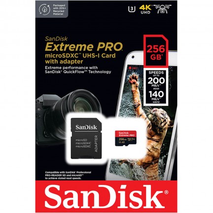 Sandisk Extreme Pro 256GB MicroSDXC 200MB/s Memory Card