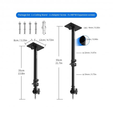 Selens Photography Studio Wall Mount Camera Wall Ceiling Mount Boom Arm