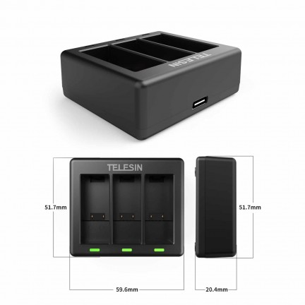 Telesin Triple Battery Charger for GoPro Hero 12/11/10/9