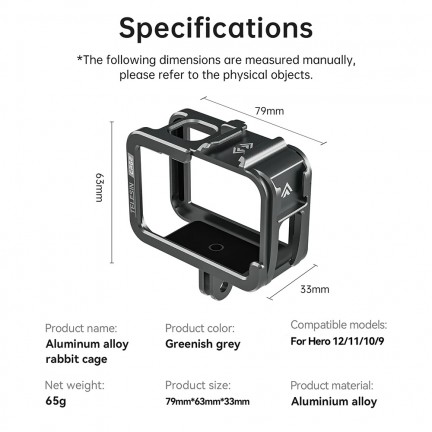 TELESIN Metal Combo Cage for GoPro 13/12/11/10/9