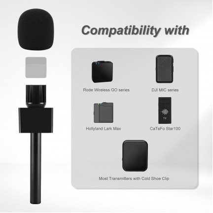 Microphone Interview GO Handheld Adapter with Foam and Plastic Flag