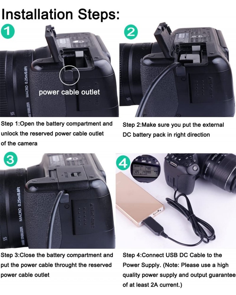 5V USB Drive Cable Power ACK-E8+DR-E8(LP-E8 LP E8 Dummy Battery DC Grip)  for Canon EOS 550D 600D 650D 700D T2i T3i T4i X4 X5 X6i