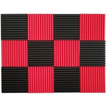 Black&Red Charcoal Acoustic Foam 1inch X 12 X 12 inch