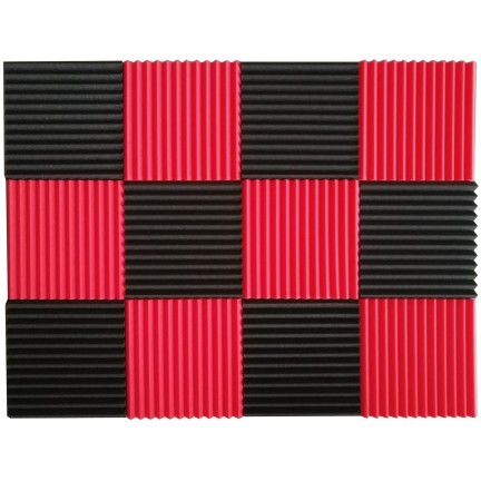 Black&Red Charcoal Acoustic Foam 1inch X 12 X 12 inch