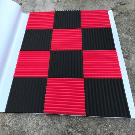 Black&Red Charcoal Acoustic Foam 1inch X 12 X 12 inch