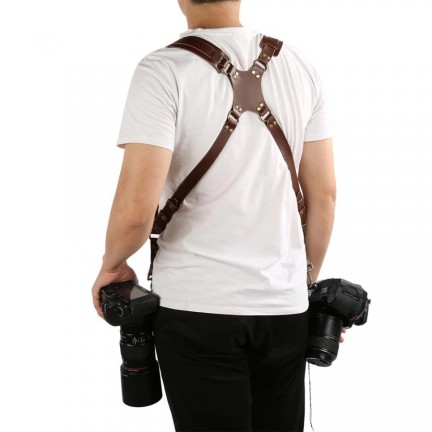 Adjustable Leather Double Shoulder Camera Strap