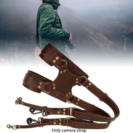 Adjustable Leather Double Shoulder Camera Strap