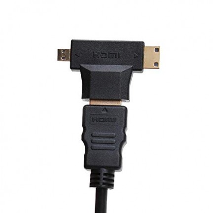 3 in 1 HDMI Female to Mini HDMI Male + Micro HDMI Male Adapter Connector