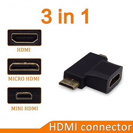 3 in 1 HDMI Female to Mini HDMI Male + Micro HDMI Male Adapter Connector