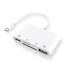 4 in 1 Card Reader Adapter to SD TF USB Charge port for Type C OTG Android