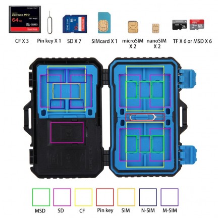 PULUZ Card Reader + 22 in 1 Memory Card Case