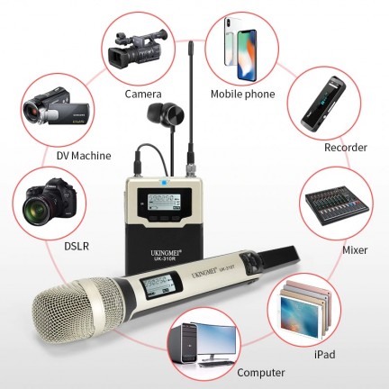  Portable Wireless Microphone For DSLR Camera UHF Handheld Cordless Microphone 