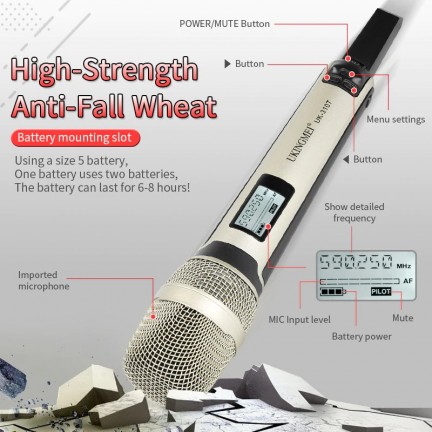  Portable Wireless Microphone For DSLR Camera UHF Handheld Cordless Microphone 