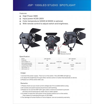 QIHE JSP-1000LED,100W LED Fresnel Light,Spotlight