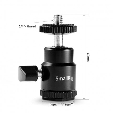 SmallRig Camera Hot Shoe Mount with 1/4"-20 Screw Ball Head