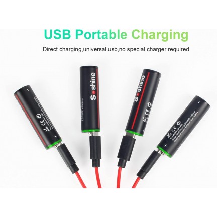 USB Type-C 3500mWh Lithium Battery AA 4Pc Rechargeable Batteries