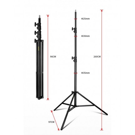 NiceFoto LS-280AT II Aluminium Air Cushion Light Stand With B-22 Wheels Kit