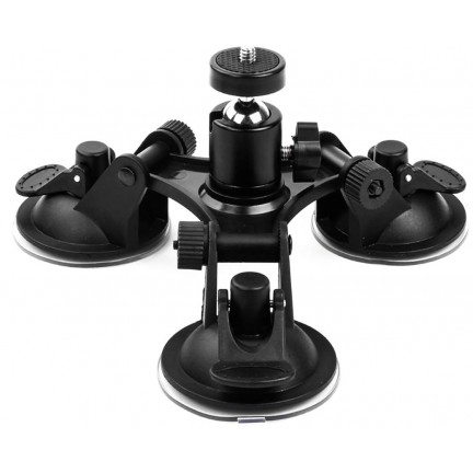 Triple Suction Cup Mount With Ball Head for Action Camera X3/2/1