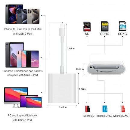 USB 3.1 Type C To TF/SD Card Micro Camera Reader OTG Adapter Cable