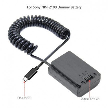 USB-C to Sony NP-FZ100 Regulated Dummy Battery Cable