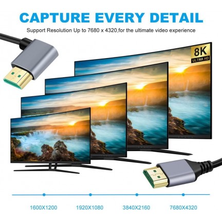 8K UHD HDMI TO HDMI Left 0.5m Cable